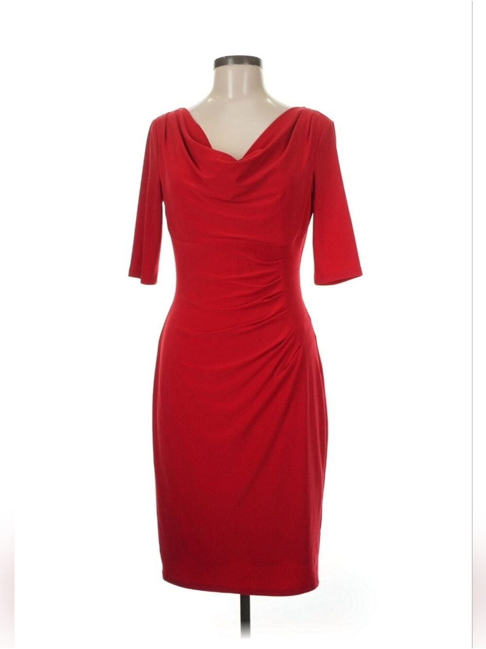Lauren Ralph Lauren Red Cowl Neck Sheath Dress